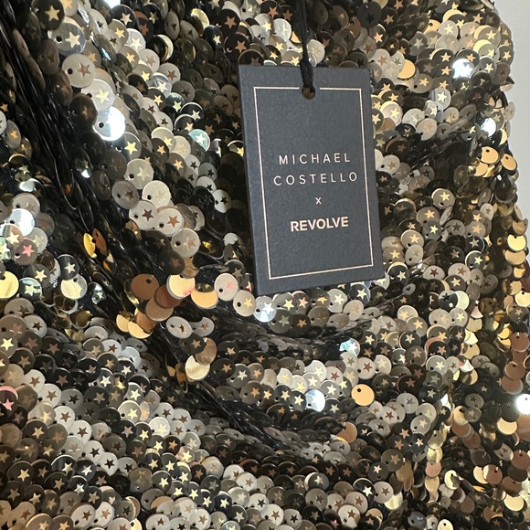 REVOLVE x Michael Costello Skye Mini Dress in Gold Star NWT Small Sequin - Picture 4 of 7
